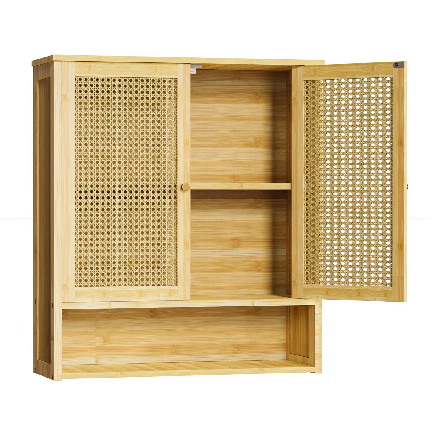 WisforFininsh Bamboo Wall Mounted Bathroom Medicine Cabinet Storage Organizer