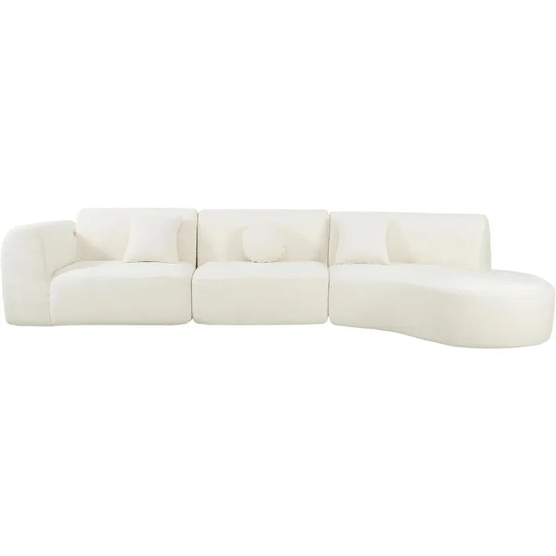 Combination Curved Polyester Sectional Sofa Set With Chaise