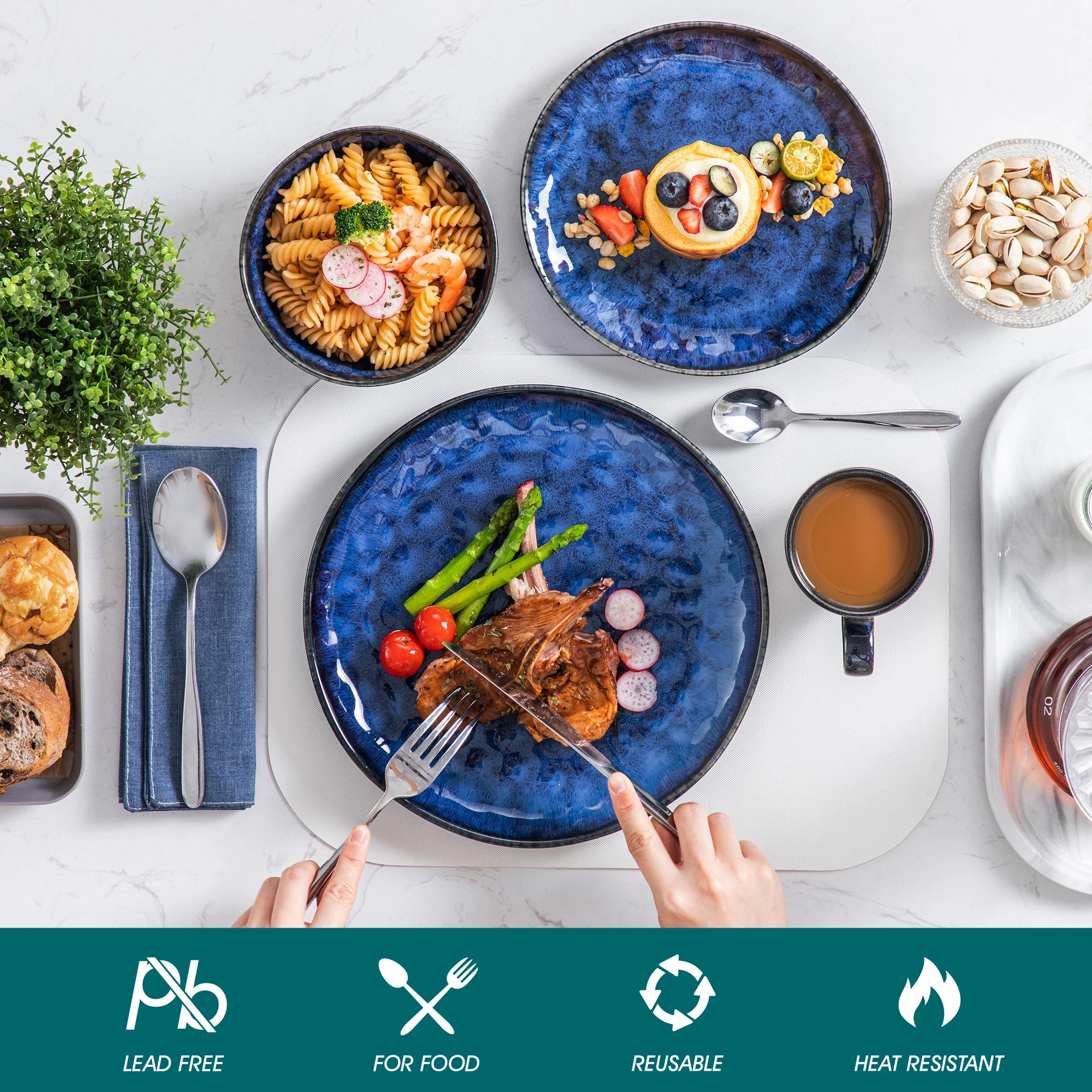 MALACASA Starry Dinner Set Ceramic Tableware Service For 4