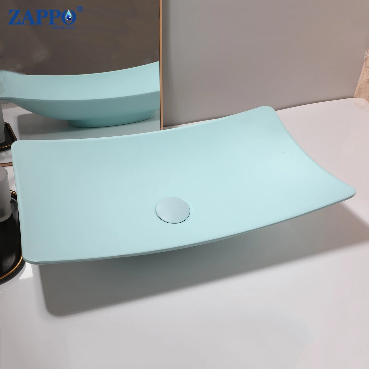 ZAPPO Bathroom Vessel Sink With Drain Bathroom Stone Resin Washbasin Round Above Counter Bowl Sinks for Bar Hotel (No Faucet)