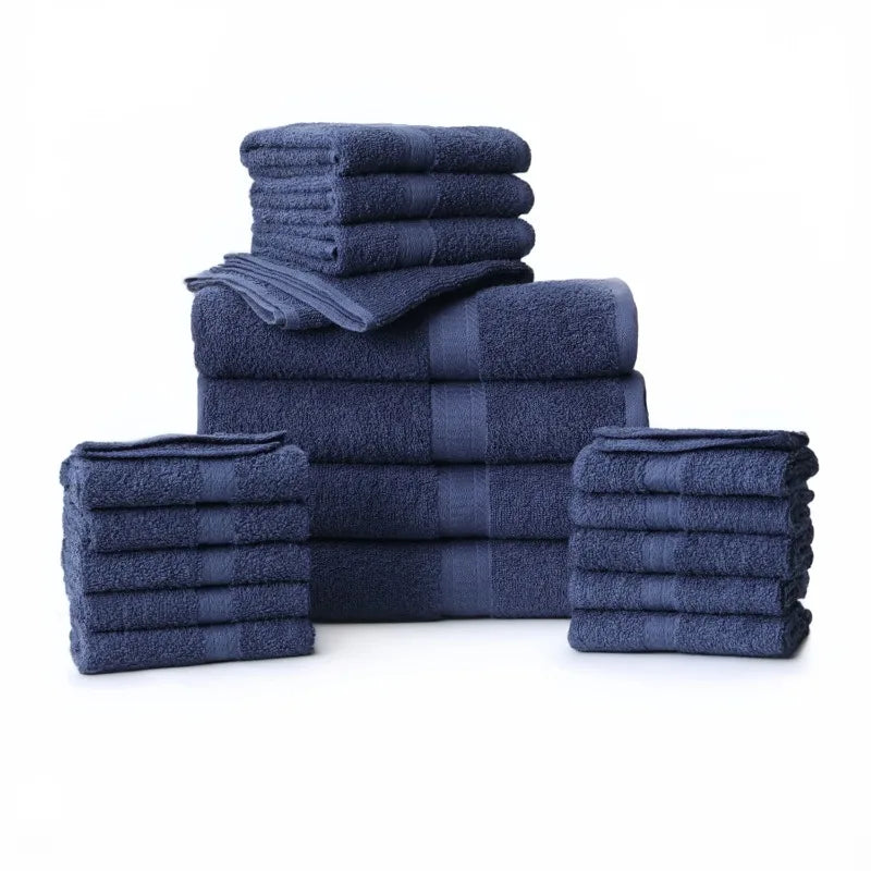 18-Piece 100% Cotton Towel Set, 4 Bath Towels, 4 Hand Towels, and 10 Face Towels, Soft and Super Absorbent