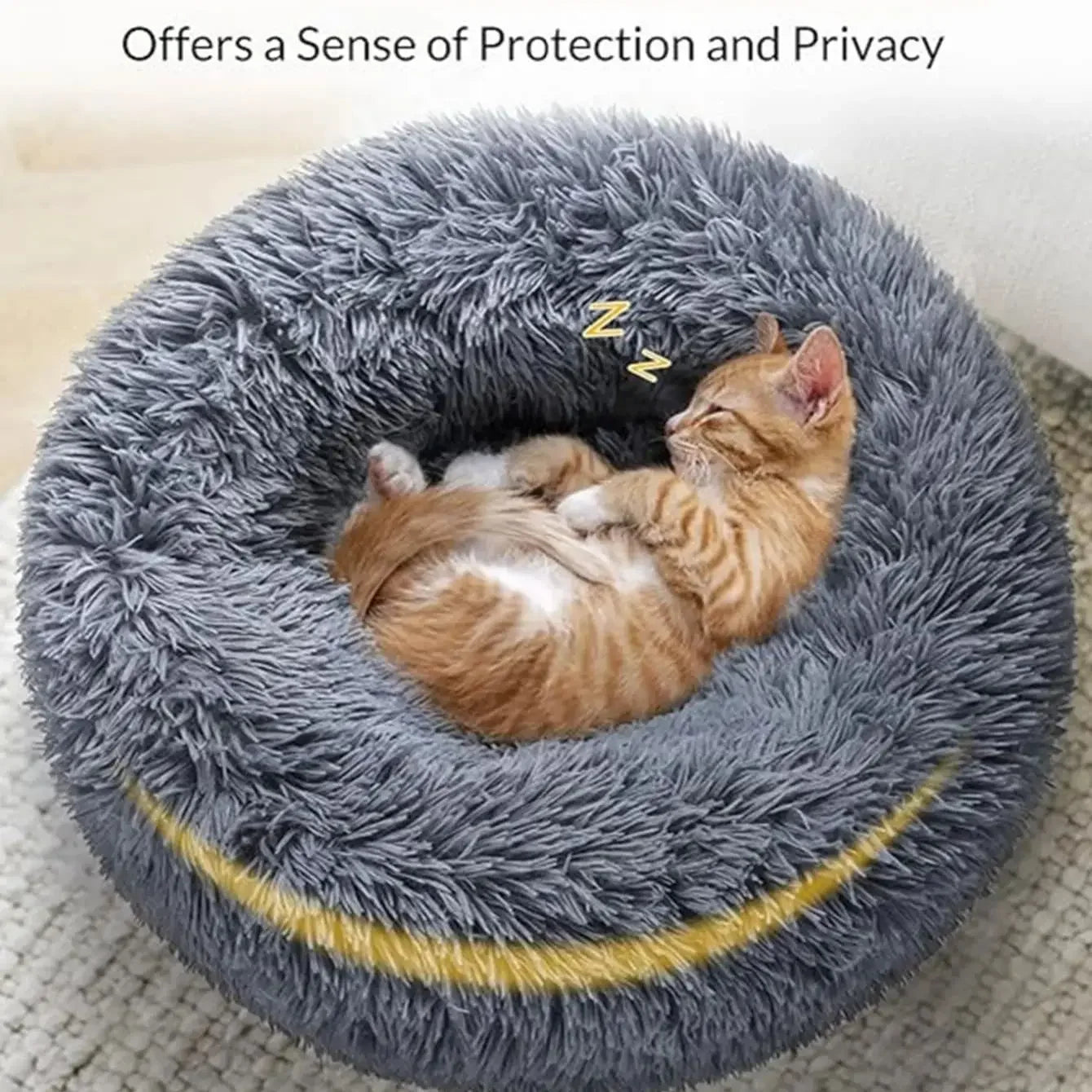 Round Plush Pet Bed For Dogs Fleece Comfort Warm Cozy