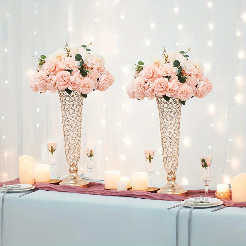 Function Two Crystal Vases Set for Elegant Centerpiece Decor