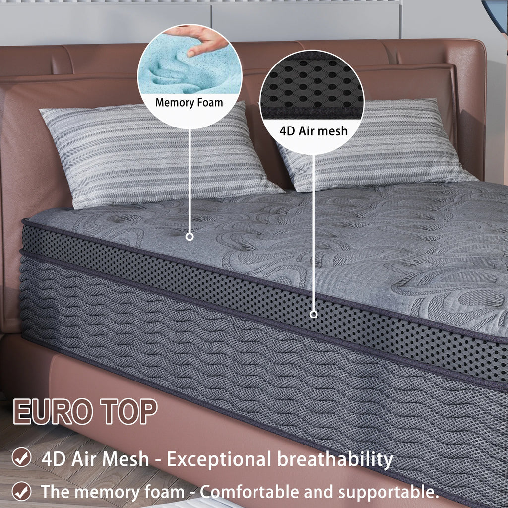 Sweetlove Hybrid Mattress In A Box Euro Top Memory Foam Pocket Spring