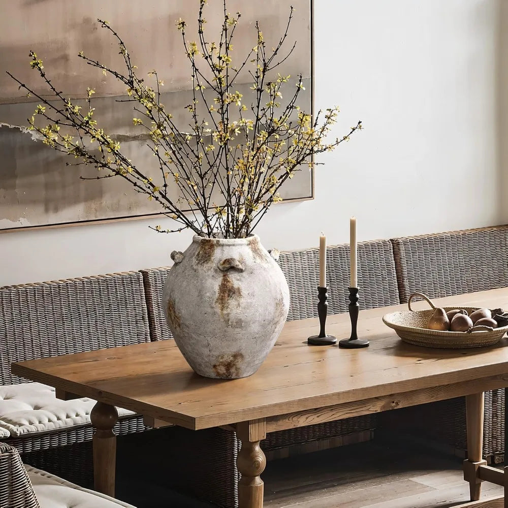 Ceramic Flower Vase With Handles Terracotta Jug Living Room Decor