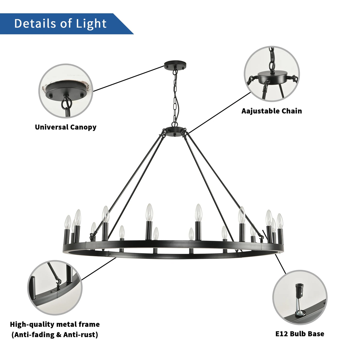 LovingC Wagon Wheel Chandelier Modern Rustic Farmhouse Pendant Light