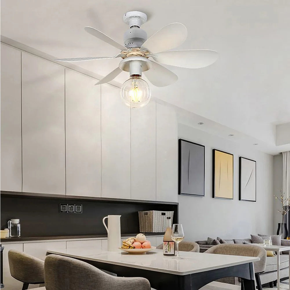 E27 Socket Fan LED Light E27 Base 52cm Modern LED Ceiling Fan Remote Control Chandelier Ceiling Fan 3 Speeds for Bedroom Kitchen