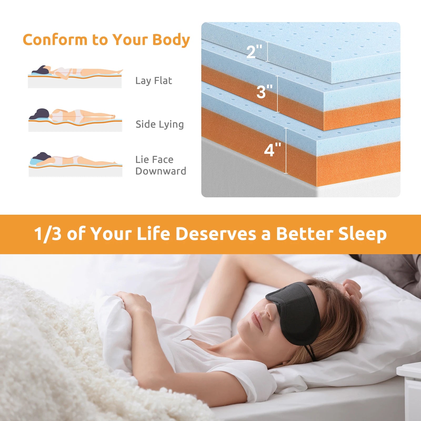 Maxzzz Cooling Gel Memory Foam Mattress Topper With Copper Foam