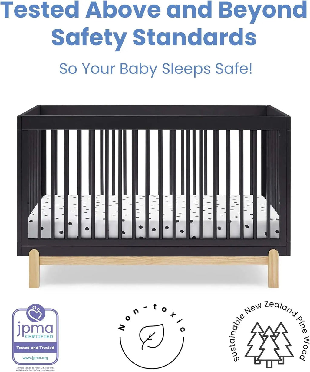 Poppy 4-in-1 Convertible Crib Adjustable Wood Baby Nursery Furniture