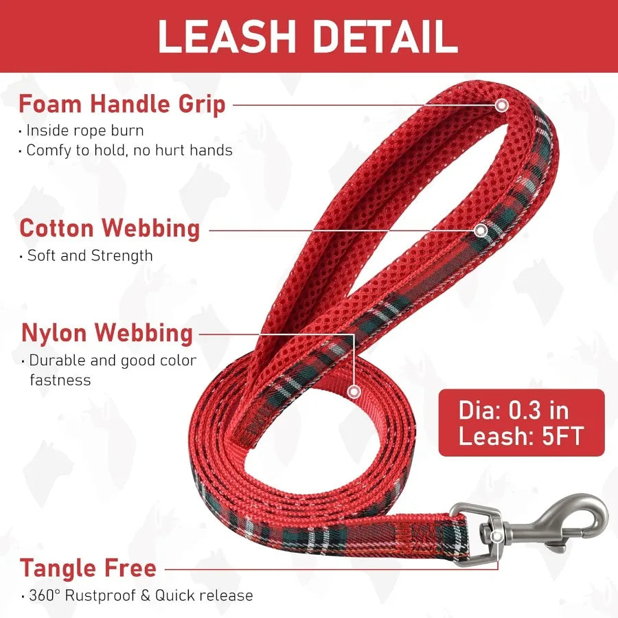Small Dog Harness, Collar and Leash Set With Reflective Mesh