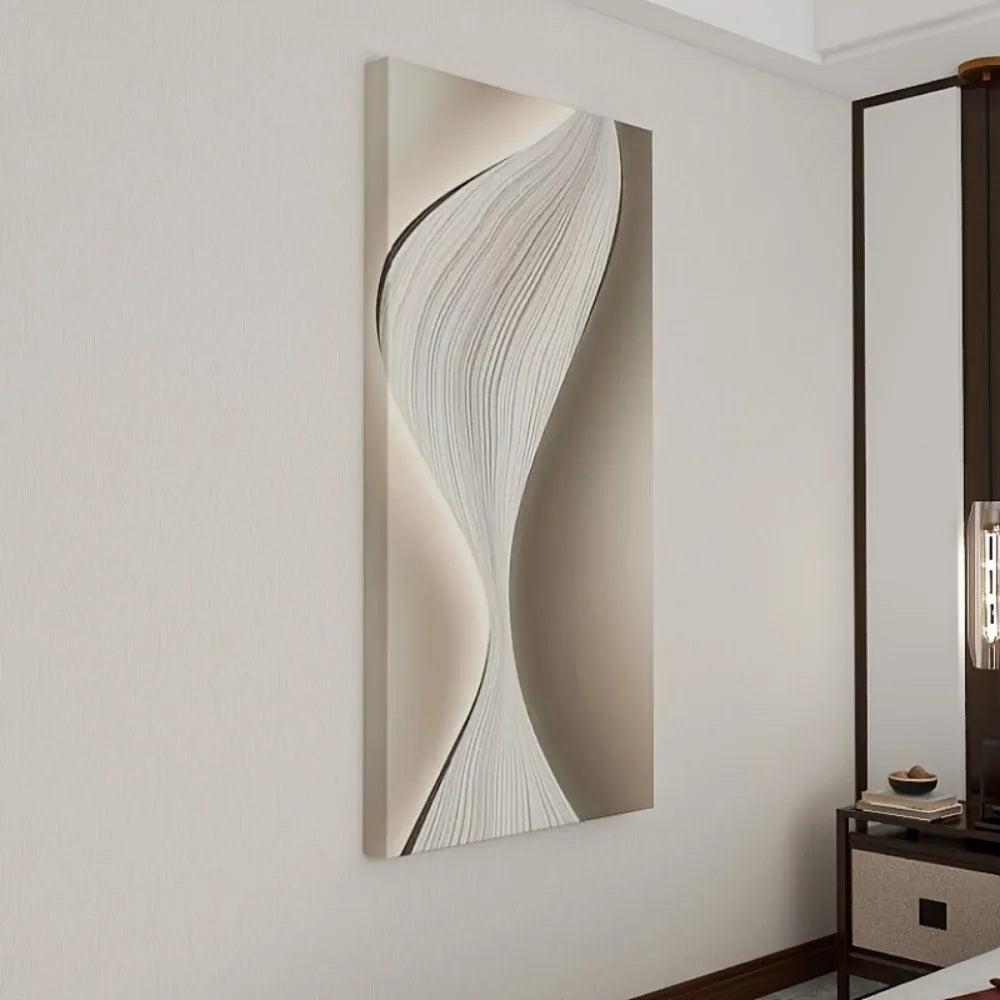 Modern Abstract Silk Canvas Wall Art With Pine Frame