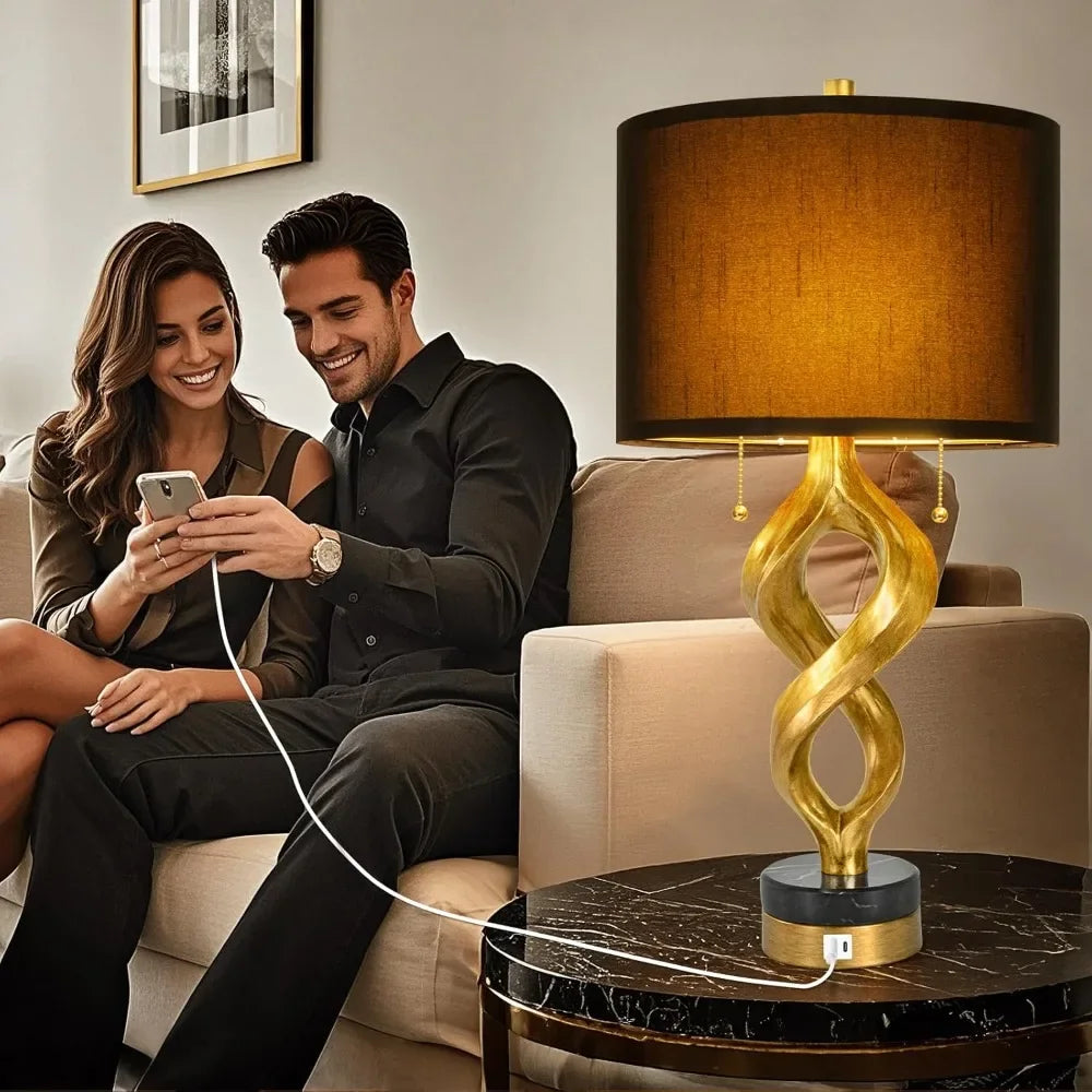 Bulb Sculptural Table Lamp Set of Two With Pull Chains