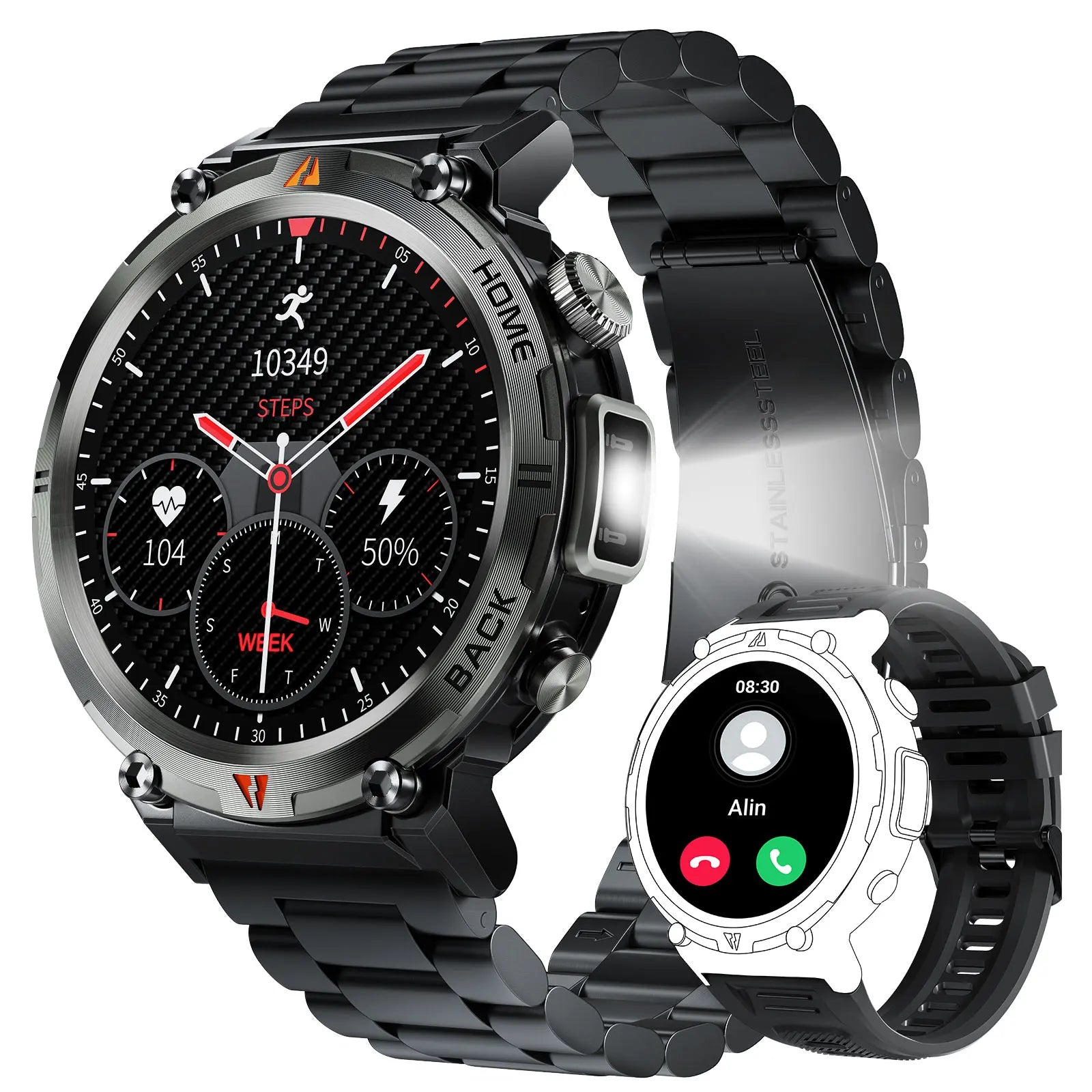 EIGIIS KE3 Smartwatch For Men With Health Monitor And Flashlight