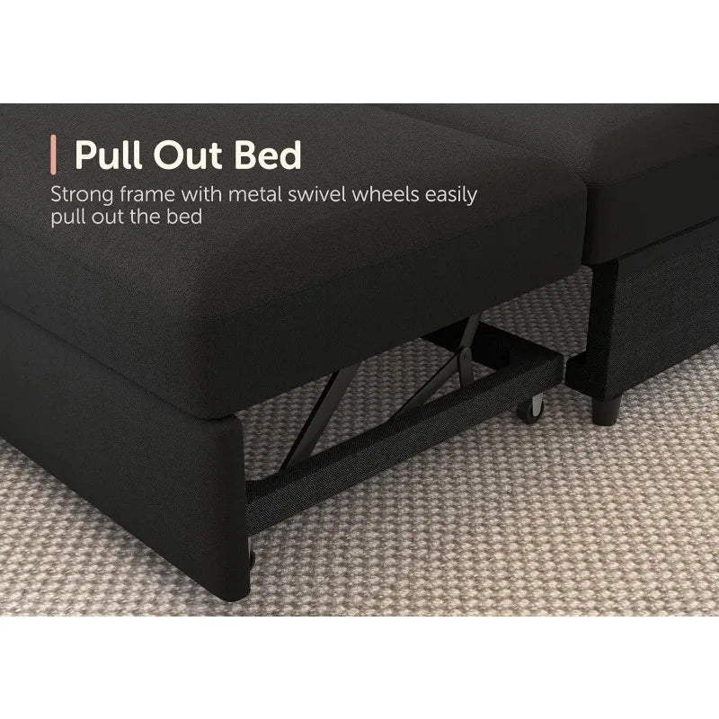 U-Shape Sleeper Sectional Sofa With Pullout Storage