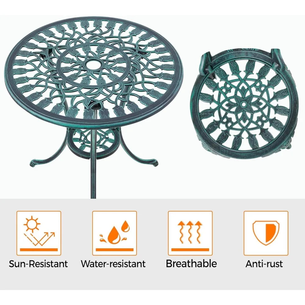 Yaheetech 3 Piece Cast Aluminum Patio Bistro Set Includes Table
