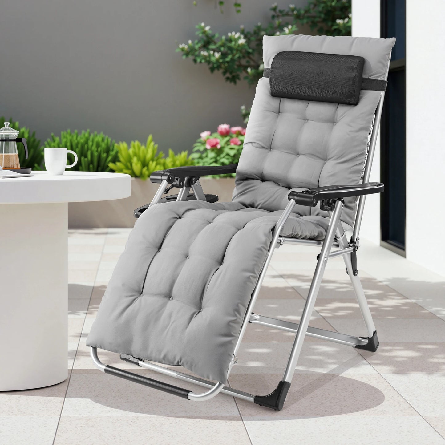 JHK Zero Gravity Folding Portable Cup Holder Recliner Outdoor Patio