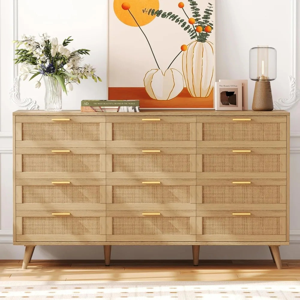 ZHIYONG 12 Drawer Dresser Modern Wooden Chest With Handles