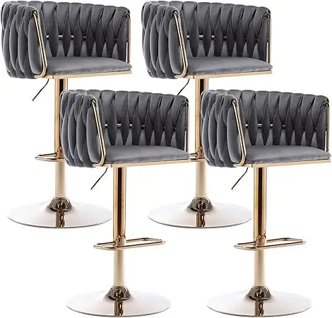 DAFIFY Velvet Swivel Bar Stools Set 4 Adjustable Counter