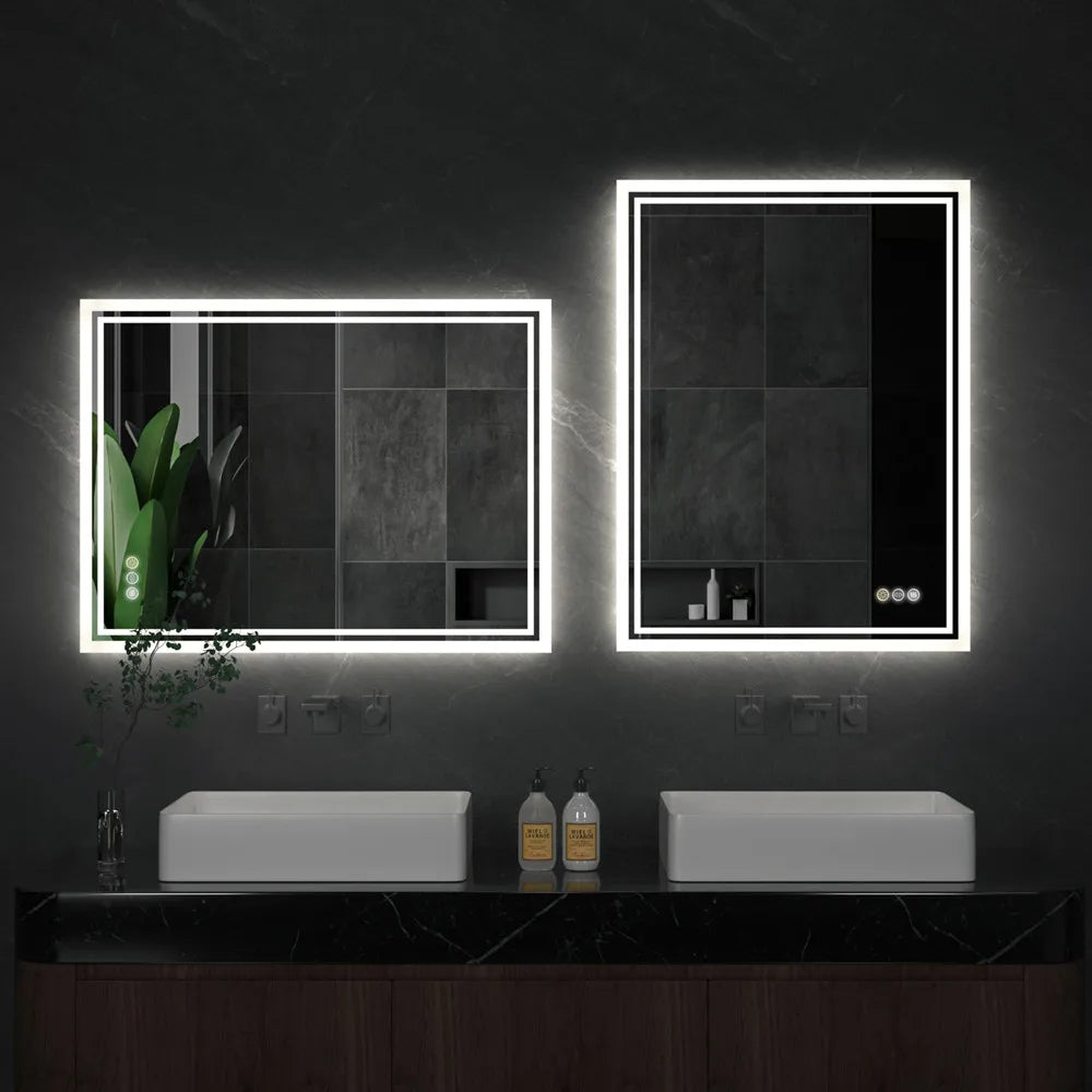LUVODICRI LED Backlit Frameless Bathroom Mirror Defogger