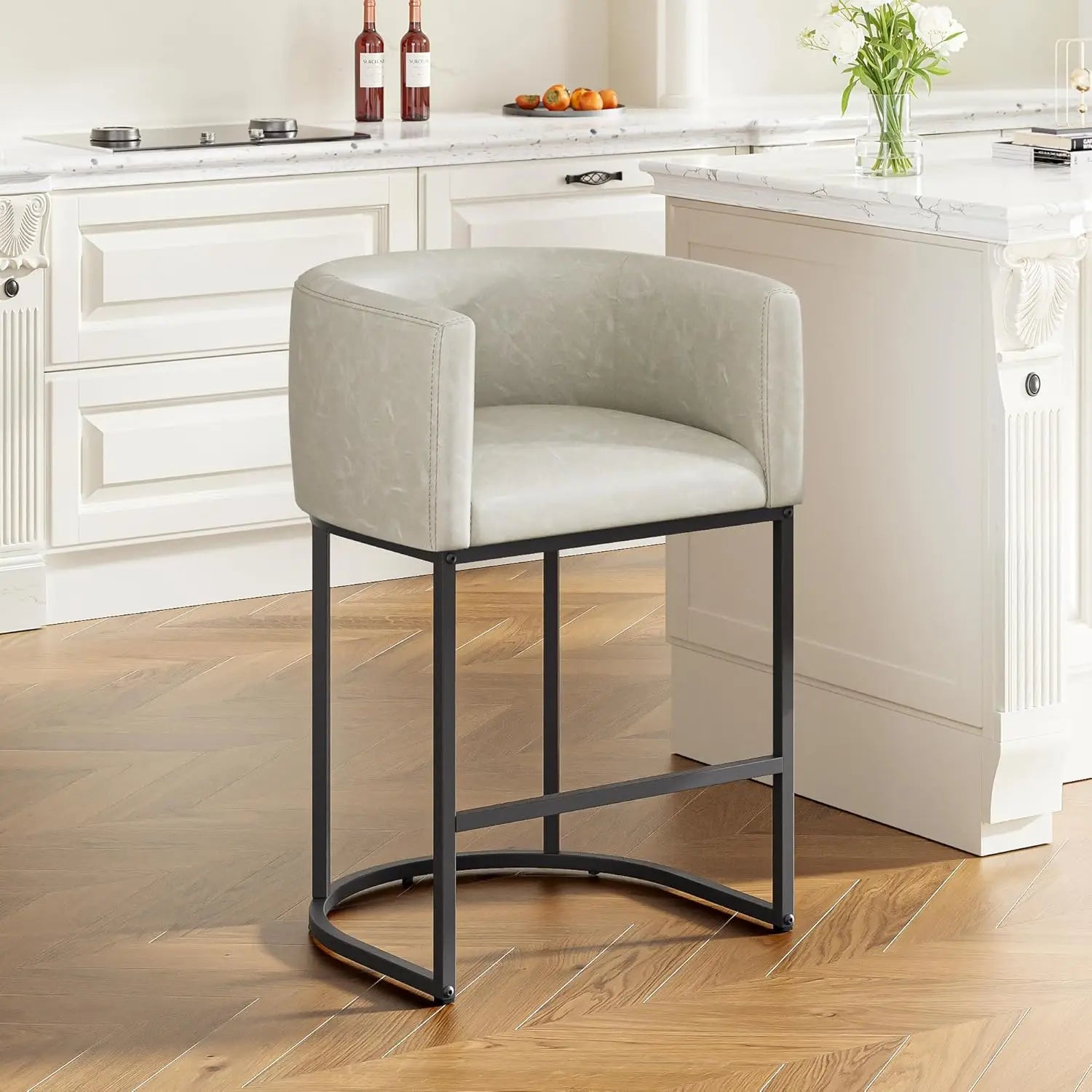 Tongyue Modern Barrel Counter Bar Stools Set Of Two