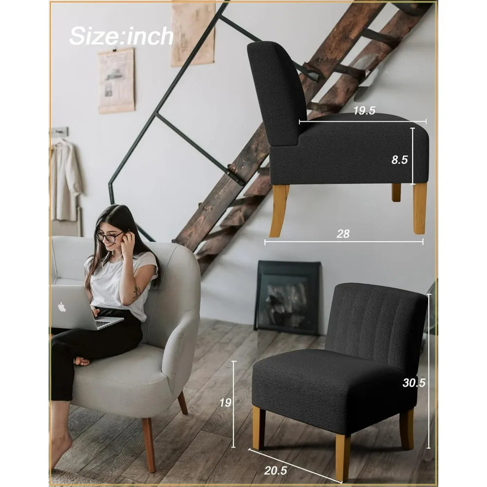 Accent Chairs Set Of 2 Modern Slipper Chairs With Wood Legs