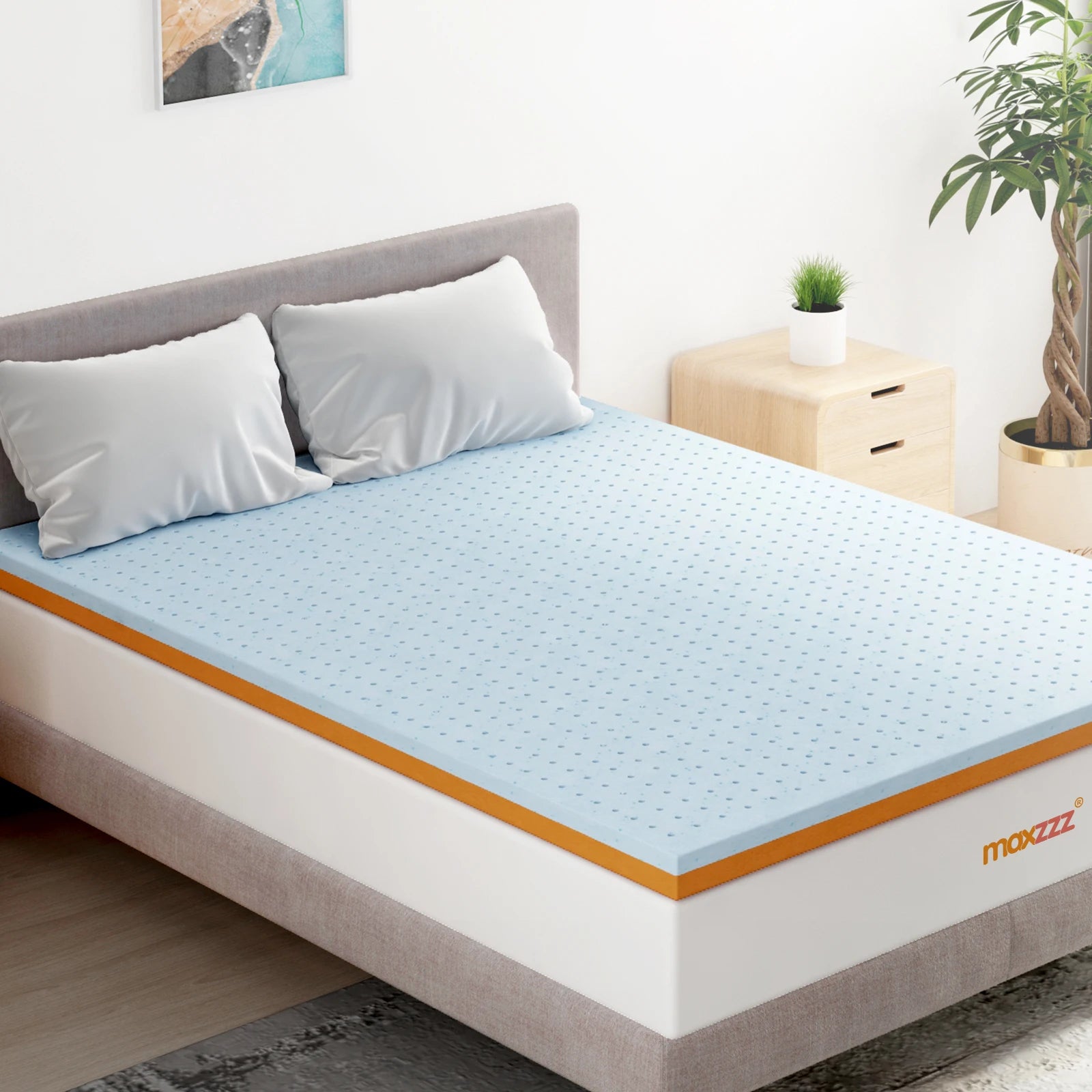 Maxzzz Cooling Gel Memory Foam Mattress Topper With Copper Foam