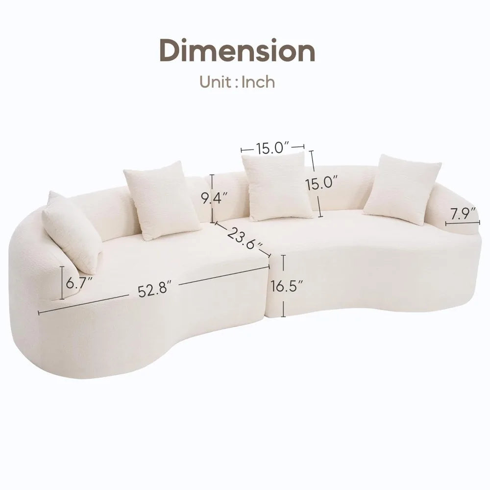 110‘’ Boneless Curved Sofa, Modern Cloud 4-Seater Floor Couch, Minimalist Compression Sofa for Living Room, Customized