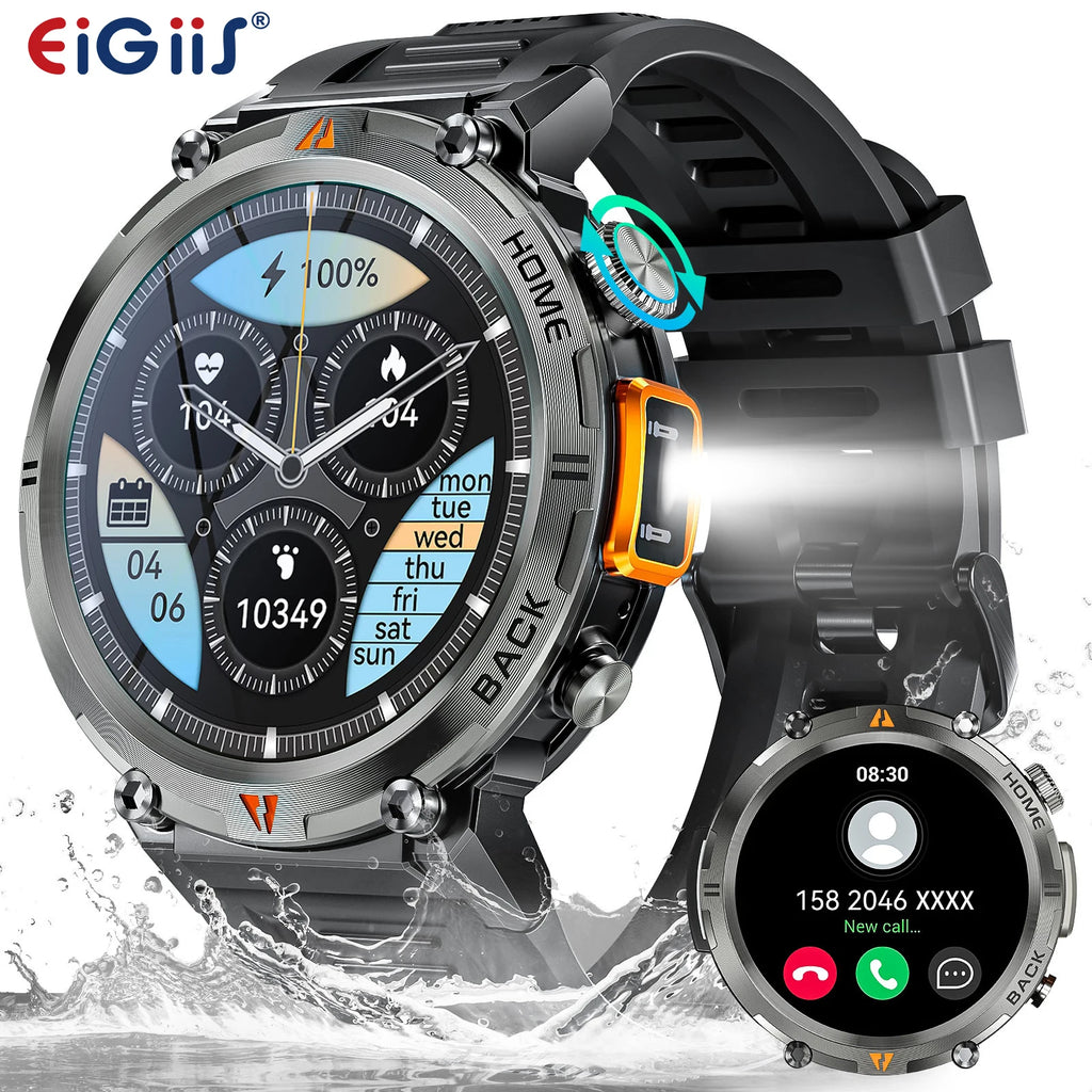 EIGIIS KE3 Smartwatch For Men With Health Monitor And Flashlight