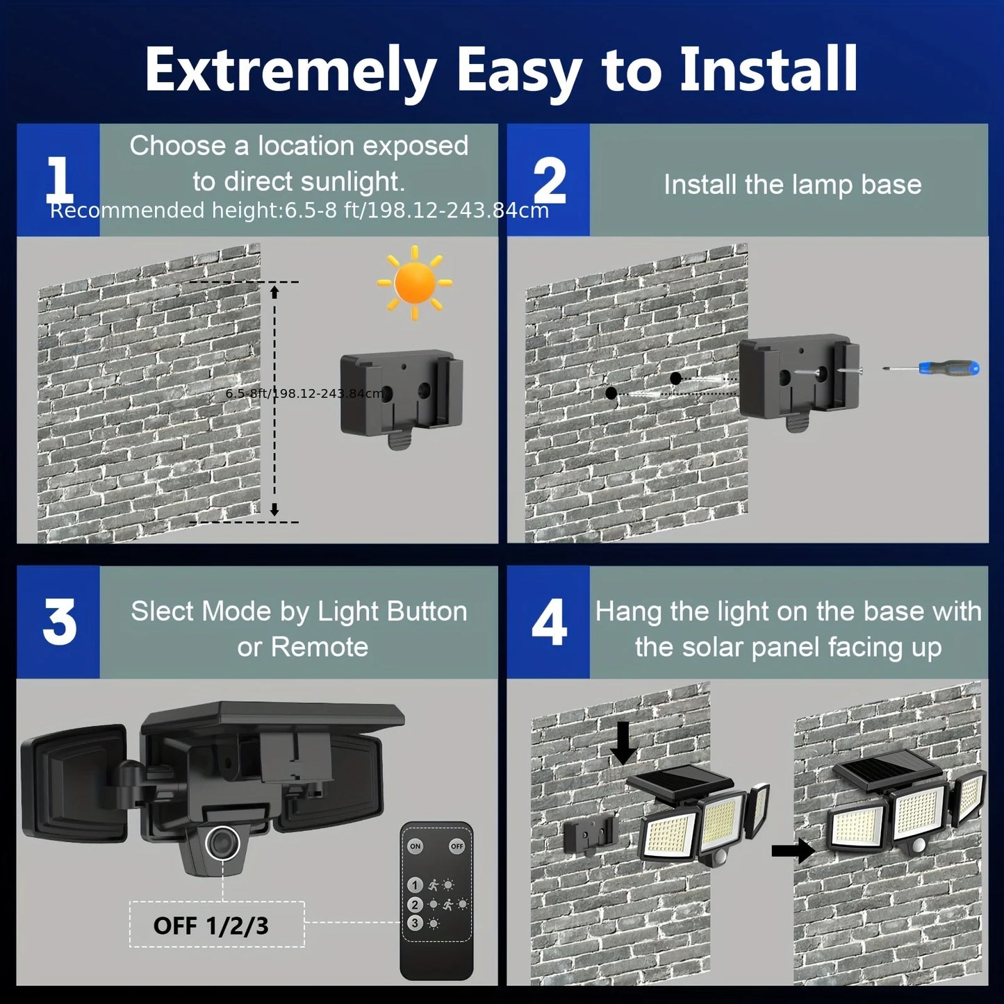 SZRSTH 3 Pack Outdoor Solar Motion Sensor Security Lights