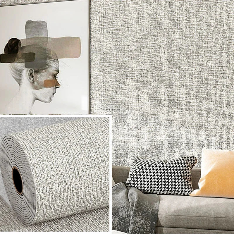 NONECN Linen 3D Foam Self Adhesive Wallpaper Waterproof