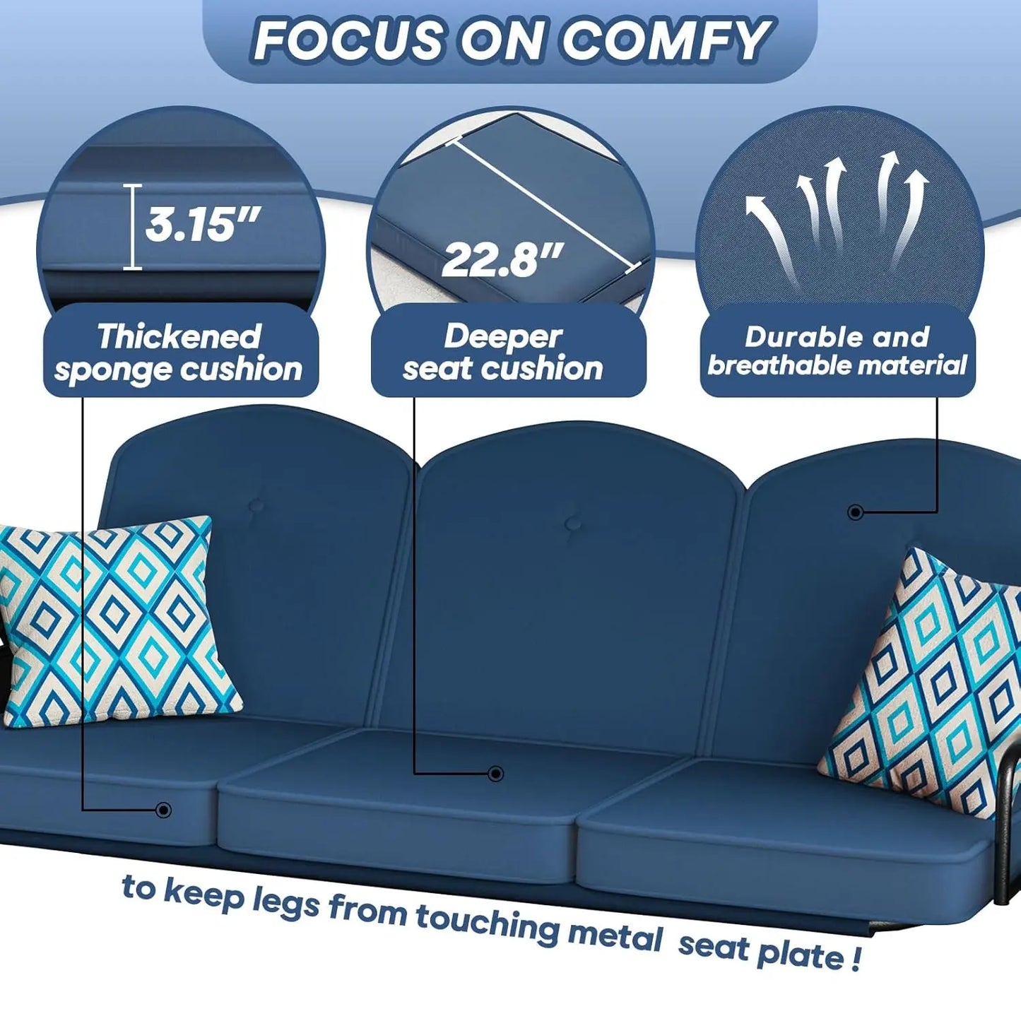 Three Seat Outdoor Patio Swing With Canopy And Convertible Bed