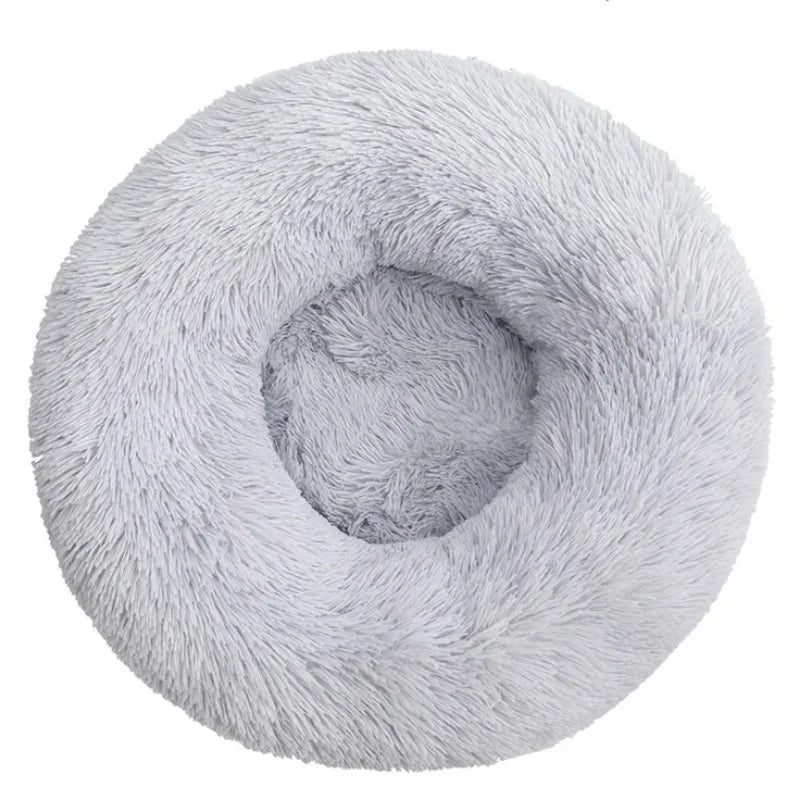 Round Plush Pet Bed For Dogs Fleece Comfort Warm Cozy