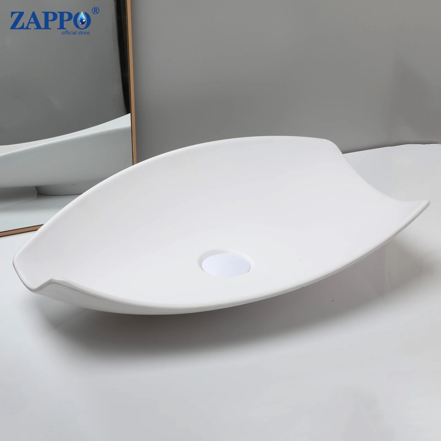 ZAPPO Bathroom Vessel Sink With Drain Bathroom Stone Resin Washbasin Round Above Counter Bowl Sinks for Bar Hotel (No Faucet)