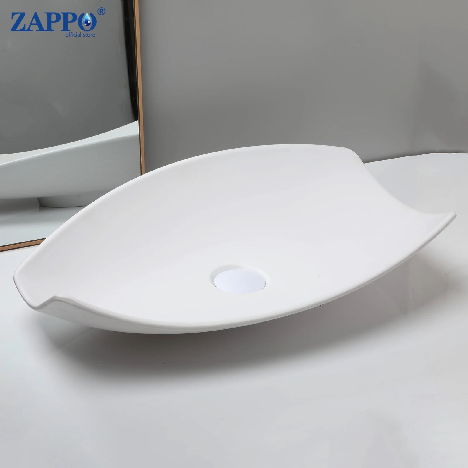 ZAPPO Bathroom Vessel Sink With Drain Bathroom Stone Resin Washbasin Round Above Counter Bowl Sinks for Bar Hotel (No Faucet)