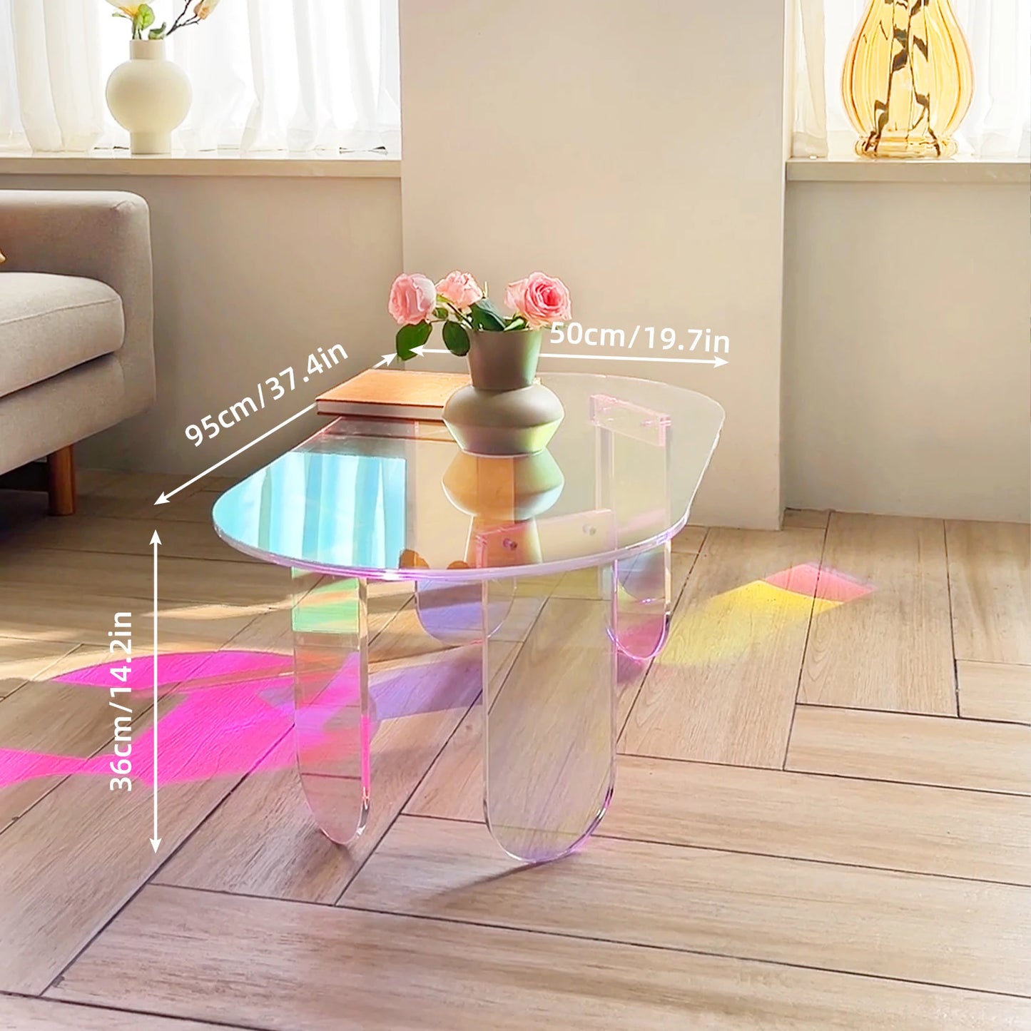 Folded Acrylic Coffee Table Iridescent Modern End Table