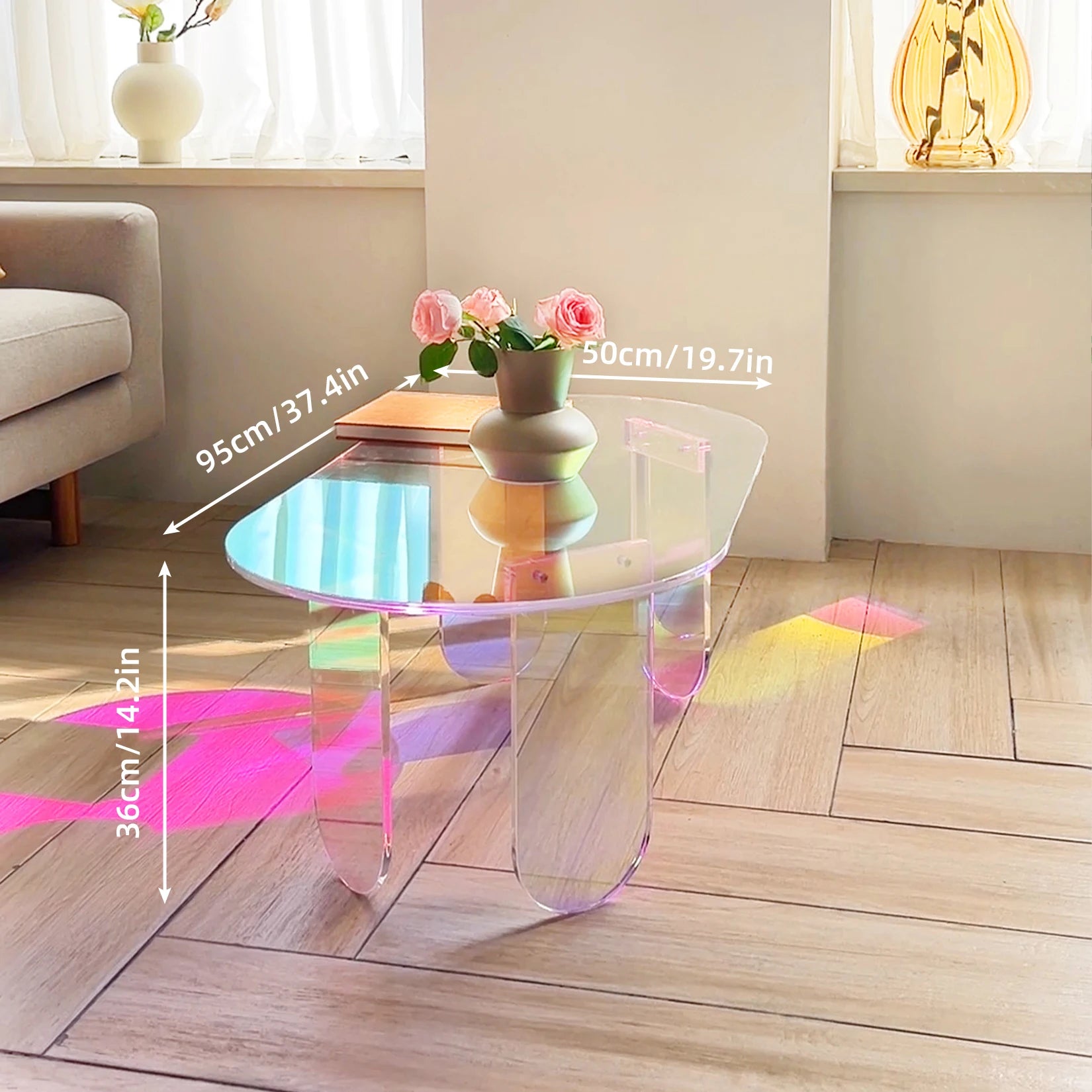 Folded Acrylic Coffee Table Iridescent Modern End Table