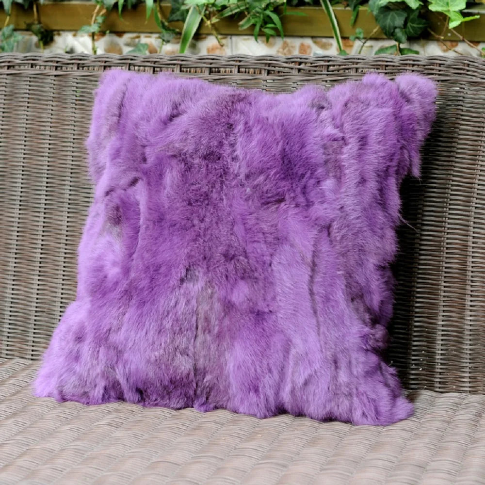 XZWDSICN Natural Rabbit Fur Patchwork Cushion For Sofa