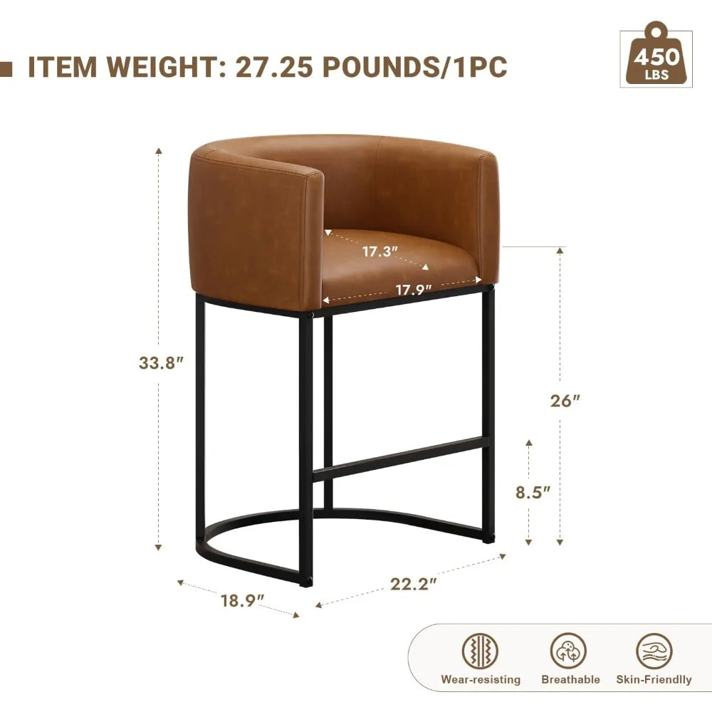 Tongyue Modern Barrel Counter Bar Stools Set Of Two