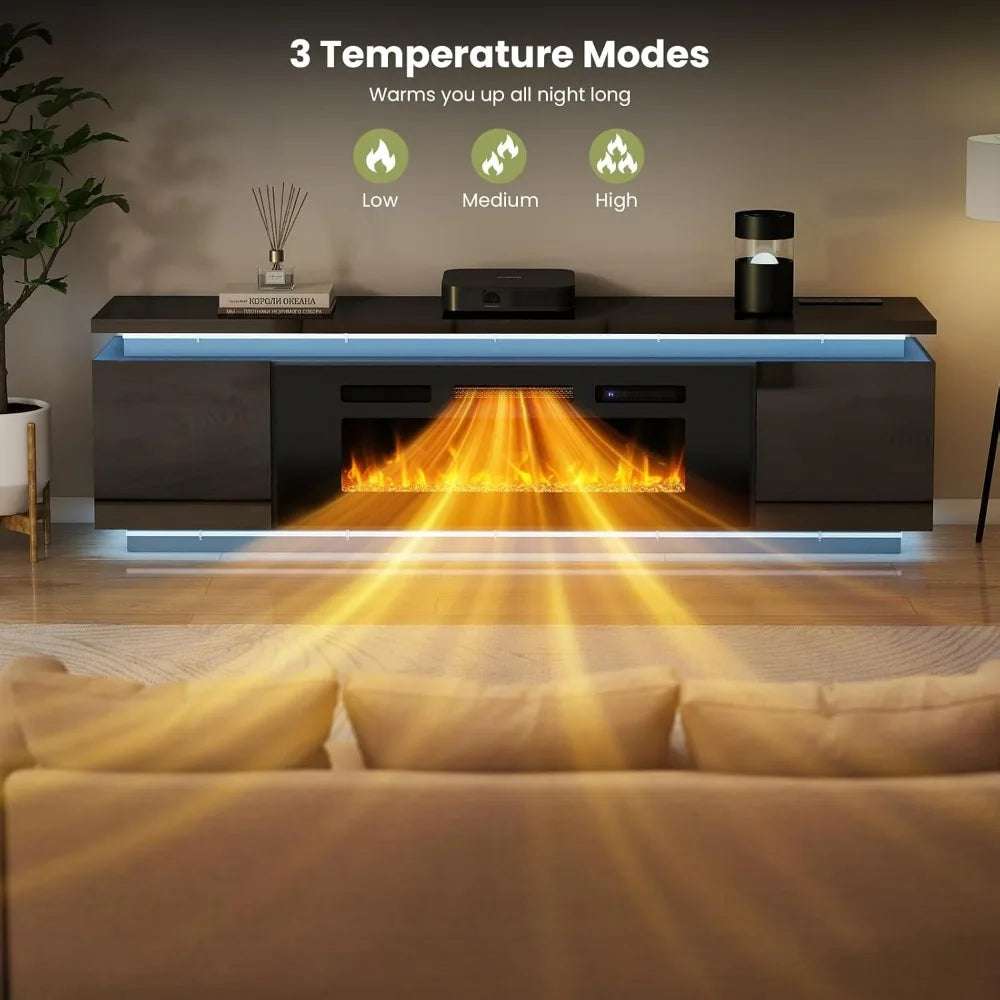 Angduo Fireplace TV Stand With LED Lights And Outlets