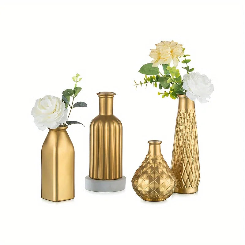 Function Cylindrical Glass Vase With Gilded Finish Centerpiece