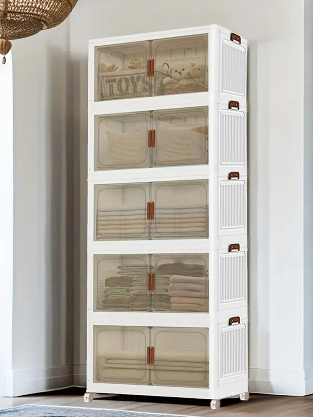 Versatile 5 Layer Folding Storage Cabinet Magnetic Doors