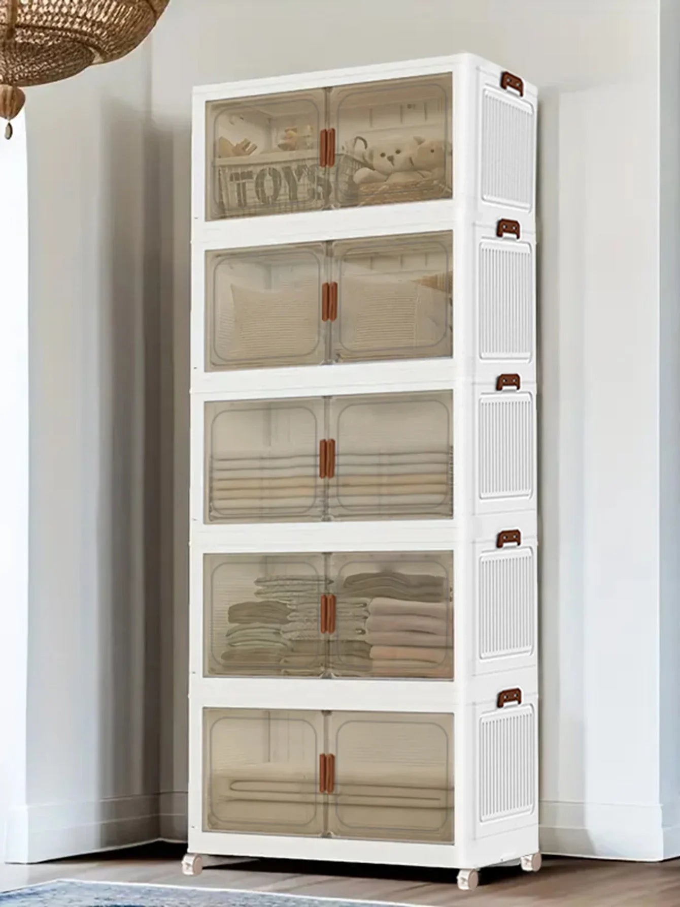 Versatile 5 Layer Folding Storage Cabinet Magnetic Doors