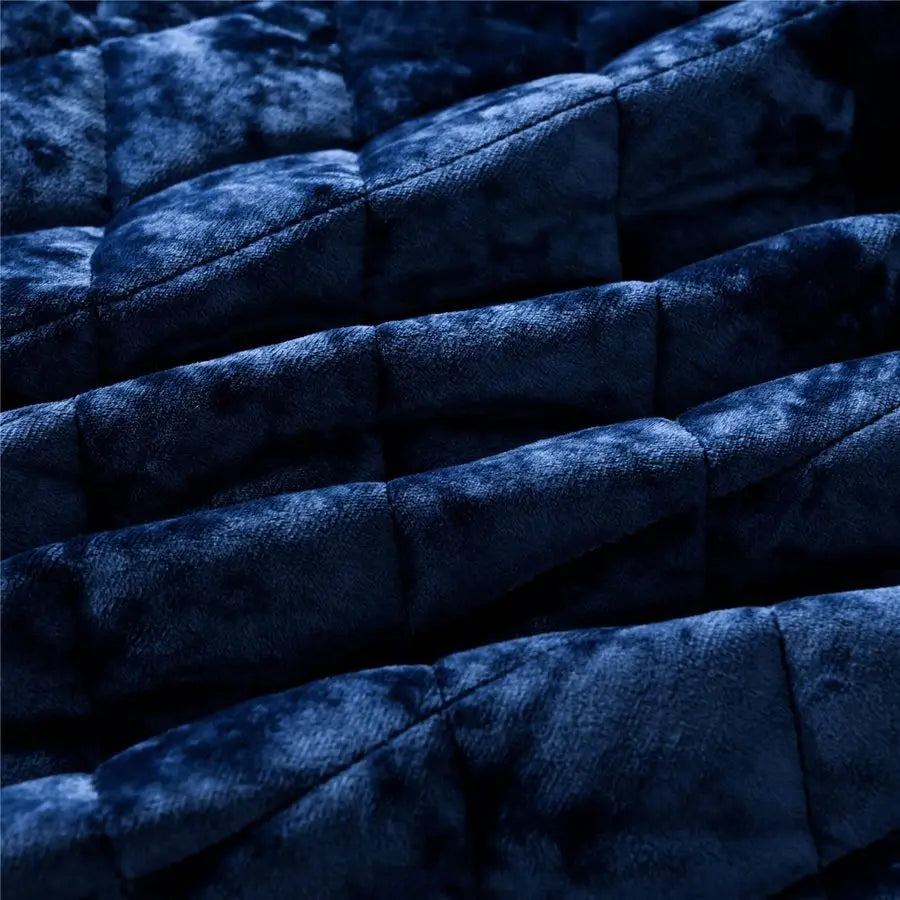 Distressed Velvet Quilt Set With Diamond Quilting