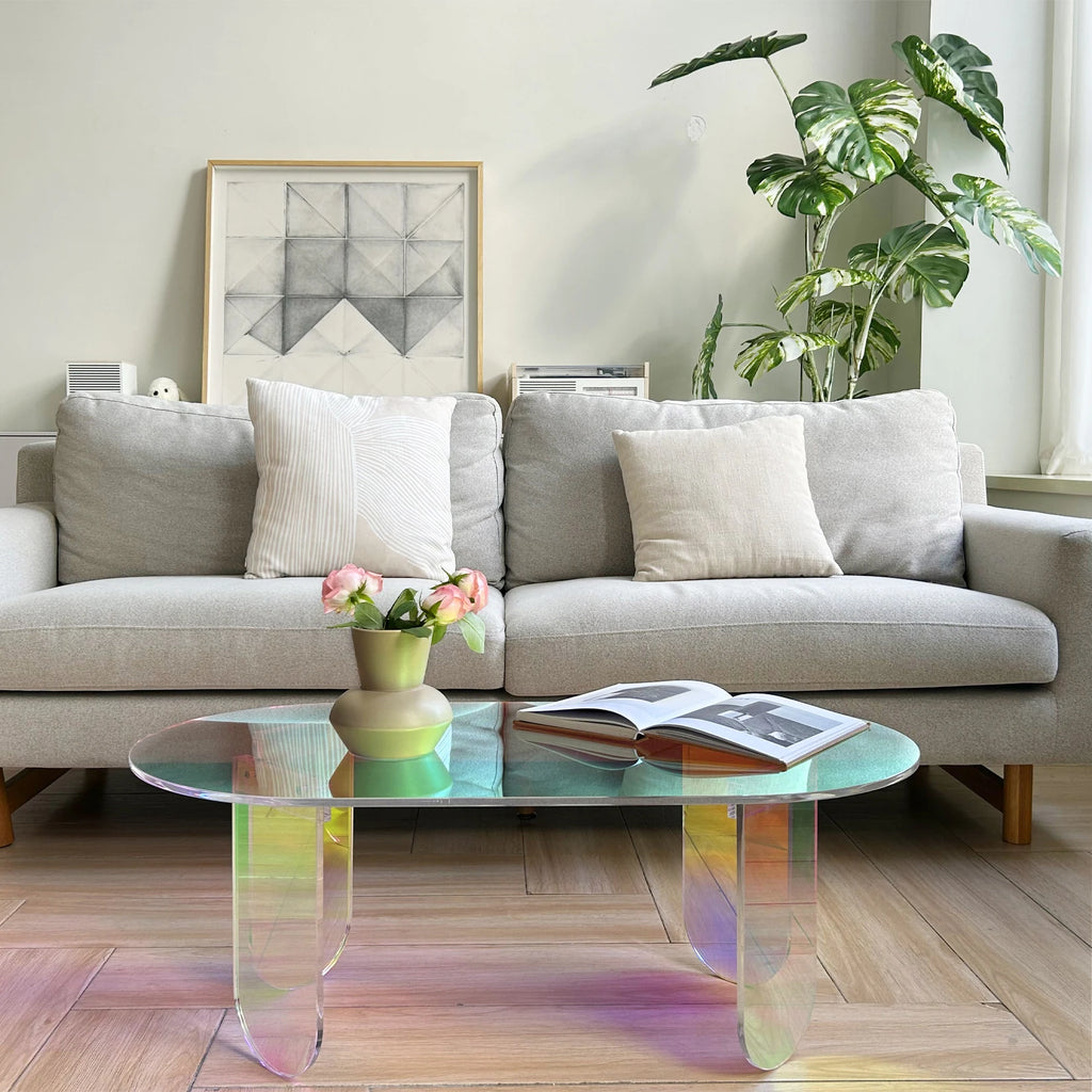 Folded Acrylic Coffee Table Iridescent Modern End Table