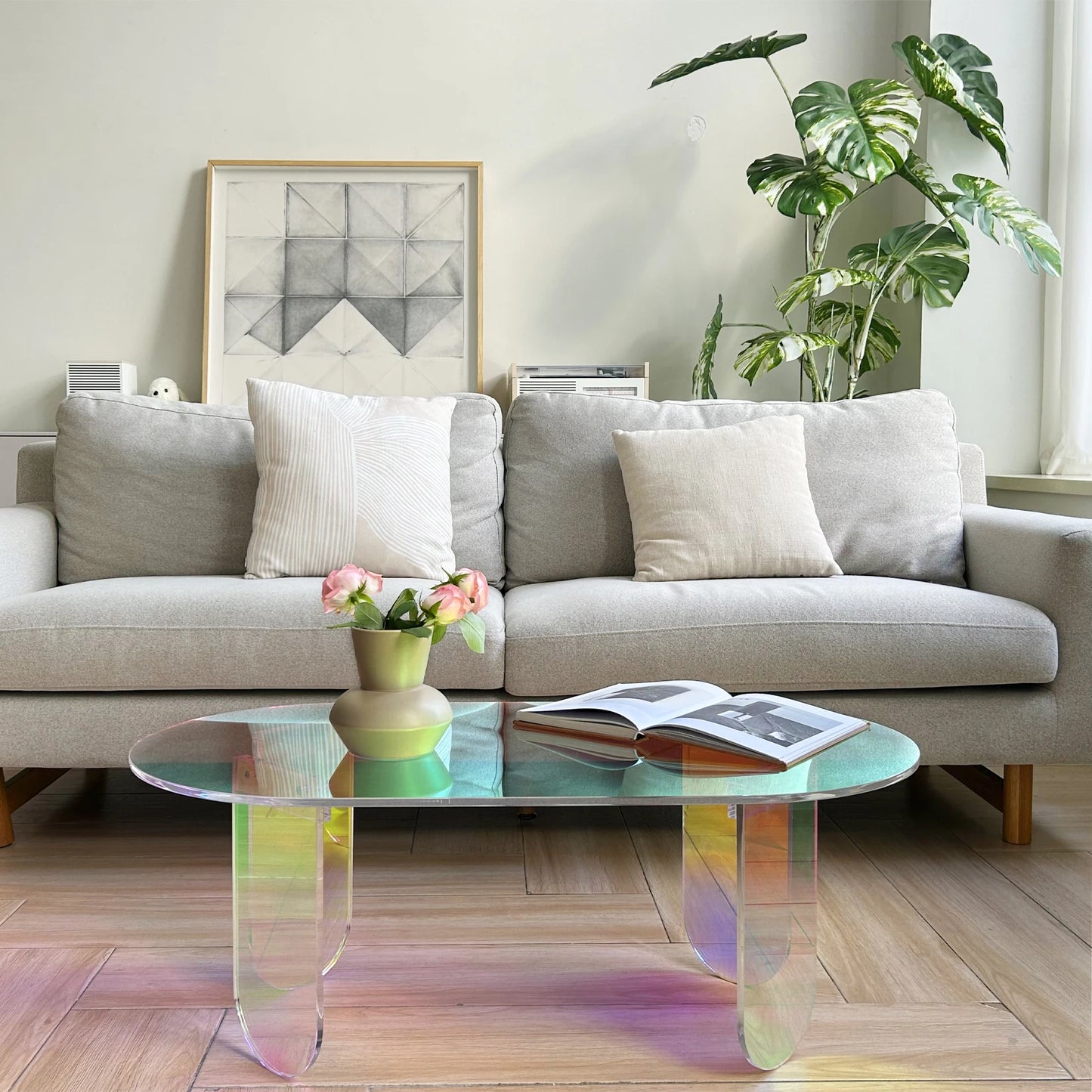 Folded Acrylic Coffee Table Iridescent Modern End Table