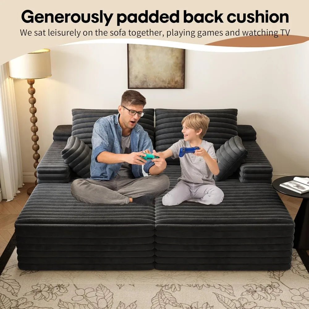 Modern Co Velvet Double Lounge Chaise Sofa Bed No Assembly