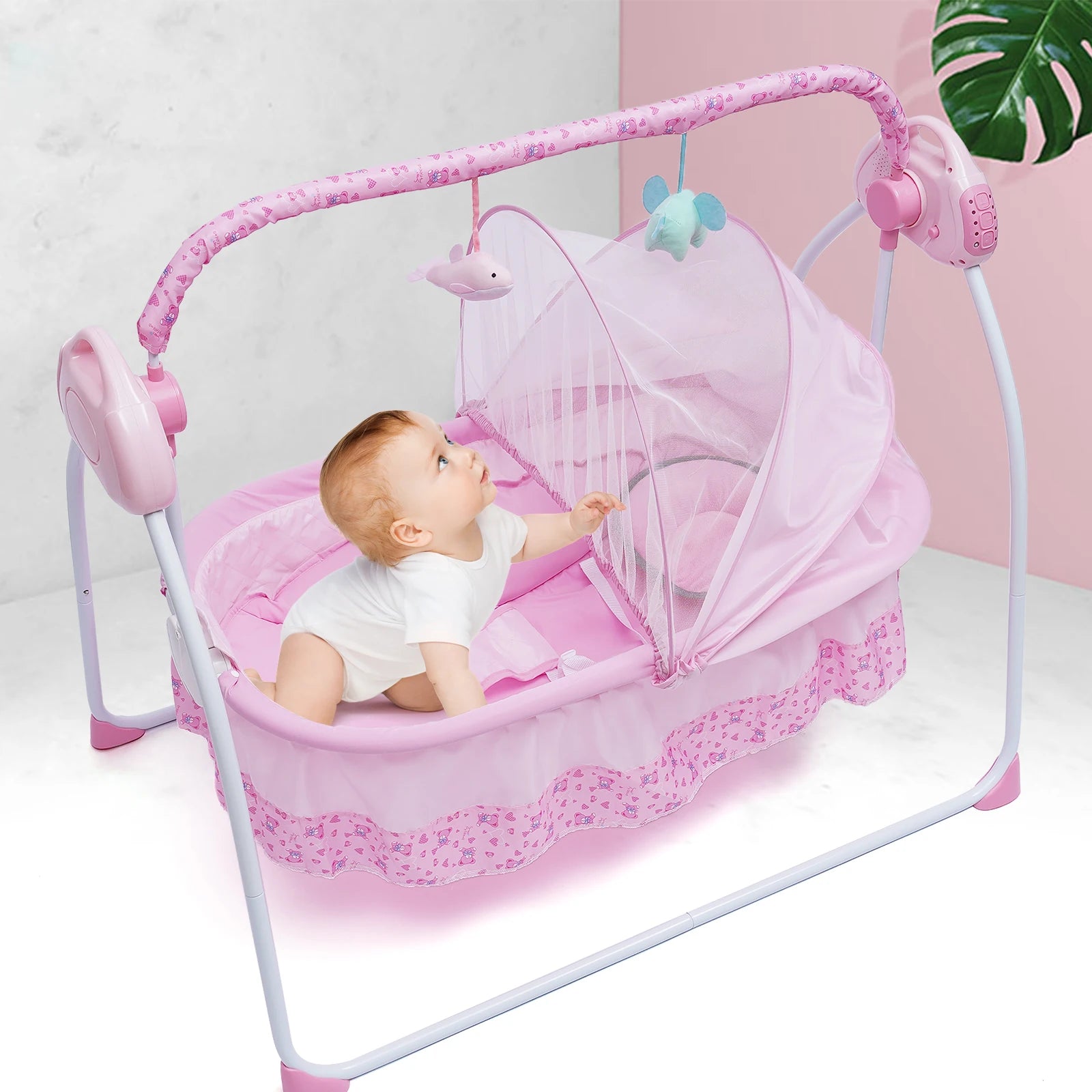 Electric Baby Cradle Auto Swing Rocker Cot Infant Sleeping Bed