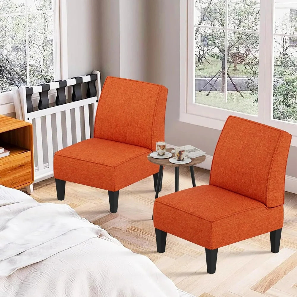 ZHUXIANG Set Of 2 Modern Accent Chairs Armless With Wood