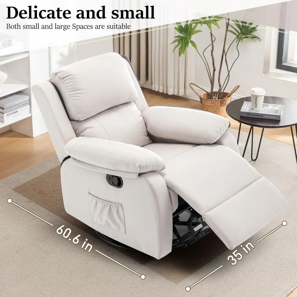360 Swivel Rocker Chair Upholstered Glider Recliner For Adults