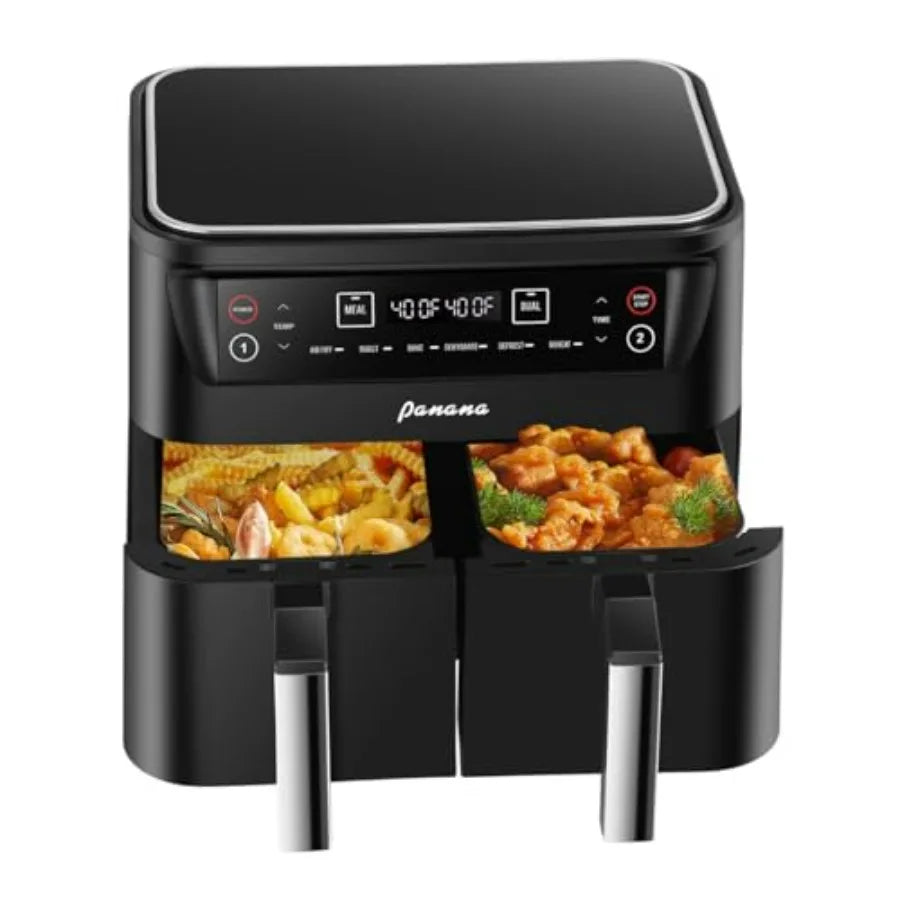 8.5QT Dual Zone 6-in-1 Air Fryer for Roast Bake Dehydrator Defrost Reheat Quick Meals Kitchen Appliance with Stainless Steel Ex